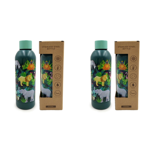 2PK Animal Kingdom 530ml Stainless Steel Drink Bottle - Green