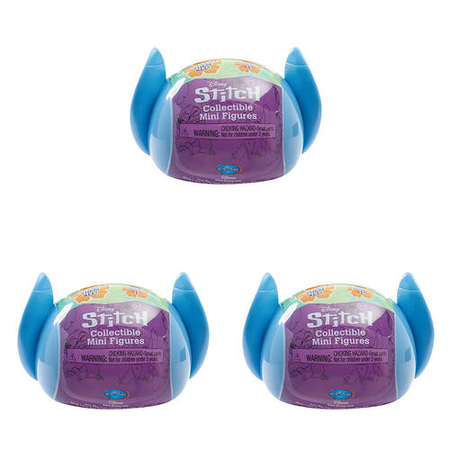 3PK Disney Stitch Collectible Mini Figure Capsules S1 Assorted 3y+