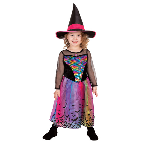 Rubies Rainbow Colour Magic Witch Deluxe Kids Girls Dress Up Costume - Size M