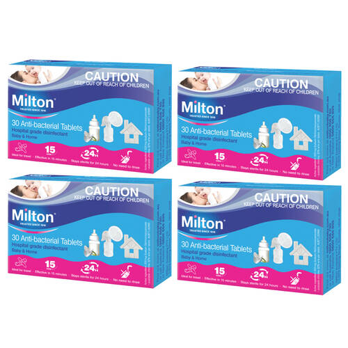 4x 30pc Milton Anti-Bacterial Bottle Cleaning Tablets