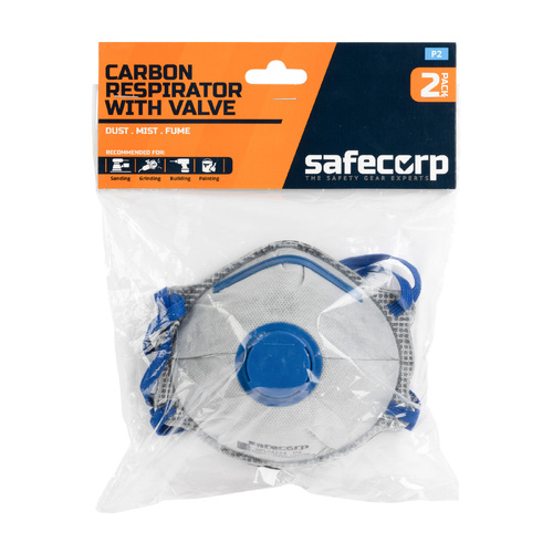 2pc Safecorp P2 Valve Dust Masks Protective Face Covering PPE