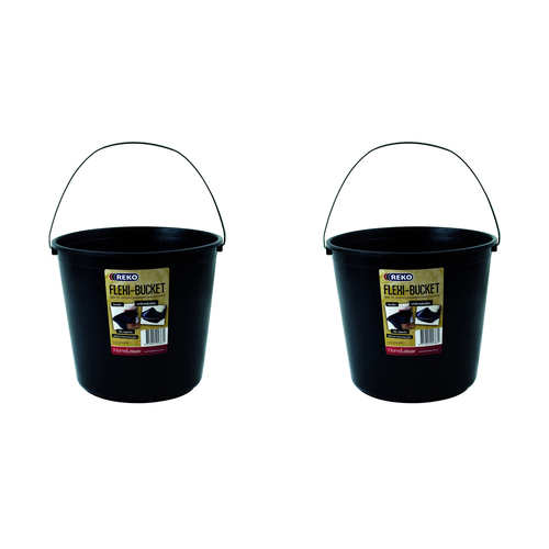 2PK Homeleisure Reko Plastic Flexi Bucket Round 10L Black 