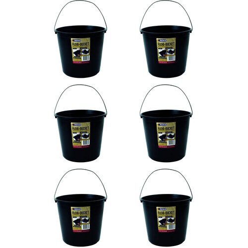 6PK Homeleisure Reko Plastic Flexi Bucket Round 10L Black 