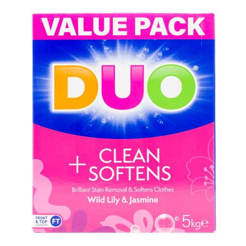 Duo Laundry Powder Wild Lily & Jasmine Cleans Softens Top Loader 5kg