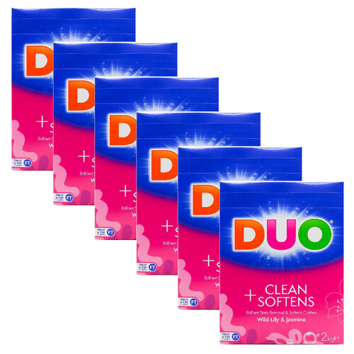 6PK Duo Laundry Powder Front & Top Loader Exotic Tiger Lily Cleans & Softens 2kg