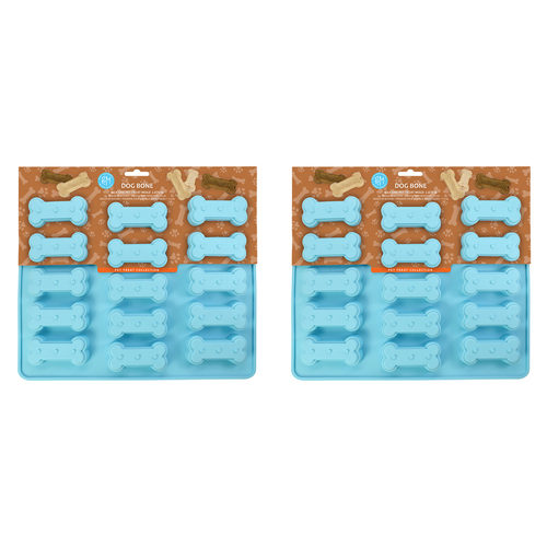 2PK R&M Silicone 15 Individual Cup Dog Bone Mould 7cm - Blue