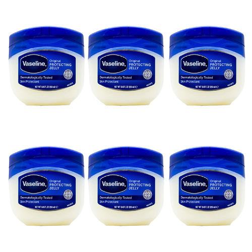 6PK Vaseline 250ml Pure Petroleum Jelly Jar Moisturiser Orginal