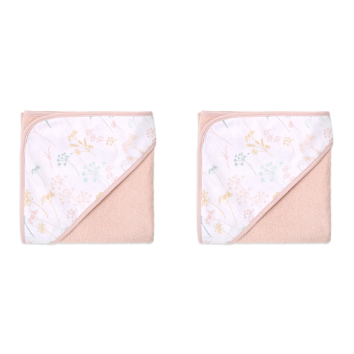 2PK Little Haven Cotton Hooded Wild Flower Soft Baby Towel 76cm