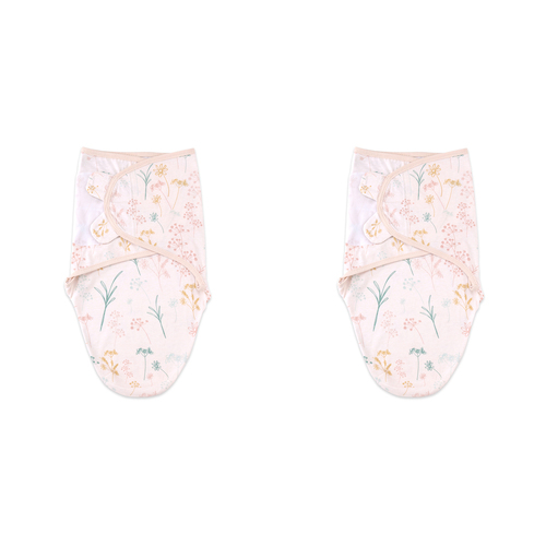 2PK Little Haven Cotton Hooded Swaddle Wild Flower 0M+