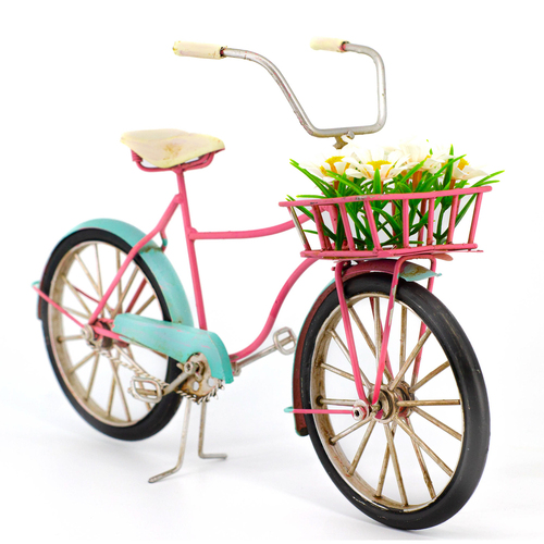 Boyle Metal Display Bicycle w/ Flower Basket Ornament Home Decor 31cm