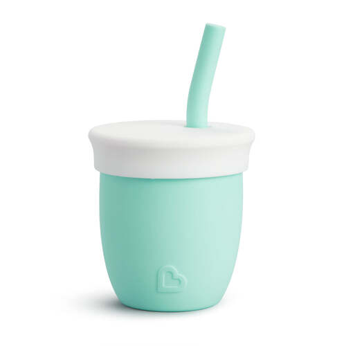 Munchkin 4oz C'est Silicone! Open Training Cup with Straw 6M+