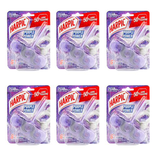 6PK Harpic Toilet Cage Purple Power Bathroom Bowl Cleaner 35g - Lilac Meadows