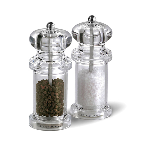 Cole & Mason 505 Acrylic Salt & Pepper Mill Set - Clear