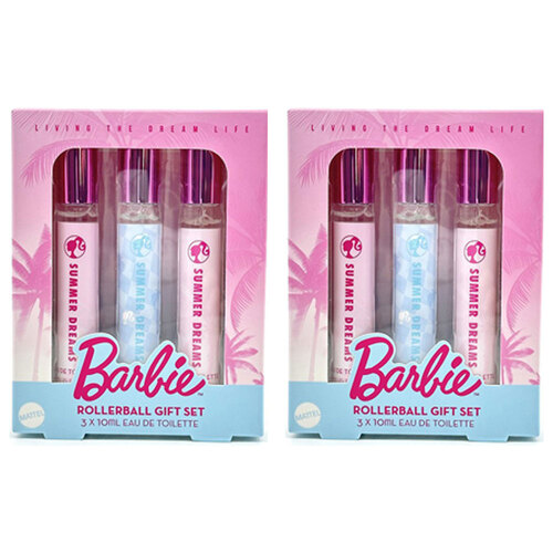 2x 3pc Barbie Tween Rollerball Gift Set Eau De Toilette 10ml 6y+