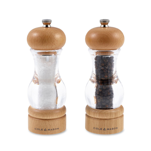 Cole & Mason 105 Beech Wood 18cm Salt & Pepper Mill Set - Brown