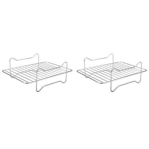 2PK Appetito Stainless Steel Rectangle Air Fryer Rack 22x16cm - Silver