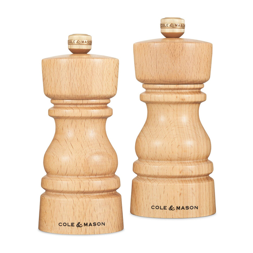 Cole & Mason London 13cm Beech Wood Salt & Pepper Mill Set - Natural