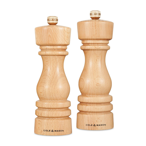 Cole & Mason London 18cm Beech Wood Salt & Pepper Mill Set - Natural