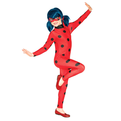 Miraculous Ladybug Size 3-5 Girls Jumpsuit Superhero Costume w/ Mask