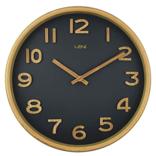 Leni Tilia Silent Sweeping Home Wall Clock 25.5cm Black