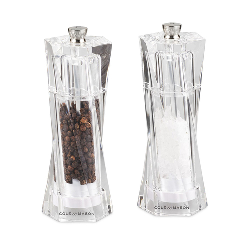 Cole & Mason Aldeburgh 14cm Acrylic Salt & Pepper Mill Set - Clear