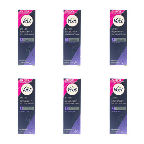 6PK Veet 100ml  Expert Legs Body And Full Bikini Area Hair Removal All Skin Types