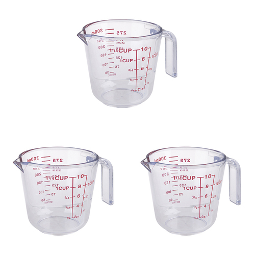 3PK Appetito 1 1/4 Cup Plastic Measure Jug Home Kitchen Cooking