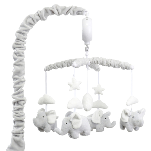 Little Haven Infant/Nursery Cot Hanging Musical Mobile Elephant White 0-5m