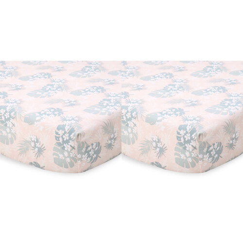 2PK Little Haven Baby/Infant Cotton Fitted Cot Sheet Botanical Leaf 135cm