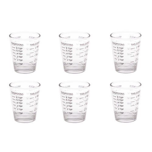 6PK Appetito Multipurpose Measure Glass 30ml Home Kitchen Cooking