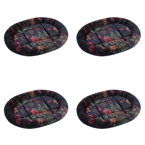 4x 3pc Paws & Claws Floral Cat Bed Oval 42x36cm - Assorted