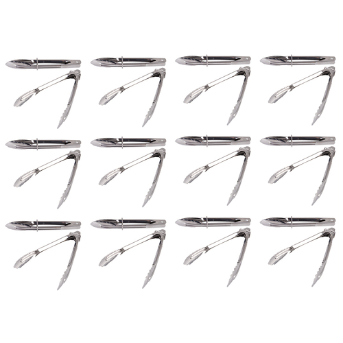 12x 2pc Appetito Stainless Steel Mini Tongs 18cm Home Kitchen Cooking