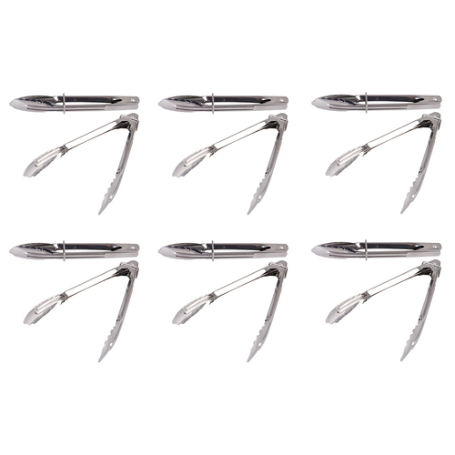 6x 2pc Appetito Stainless Steel Mini Tongs 18cm Home Kitchen Cooking