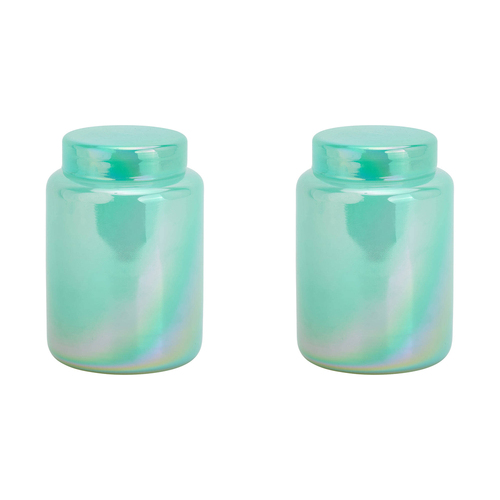 2PK Annabel Trends Glass Opal Jar Storage Large Bermuda Green