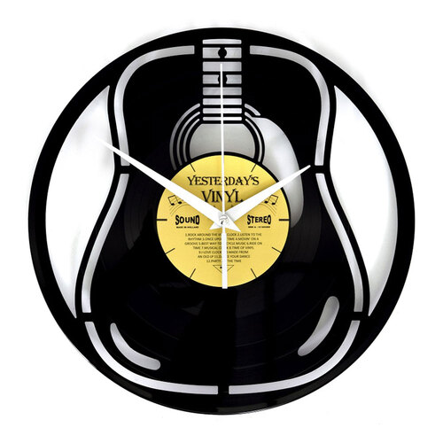 Yesterday’s Vinyl Music Lover Clock Acoustic Guitar