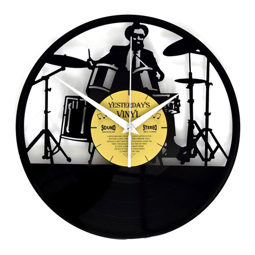 Yesterday’s Vinyl Music Lover Memorabilia Clock Drummer