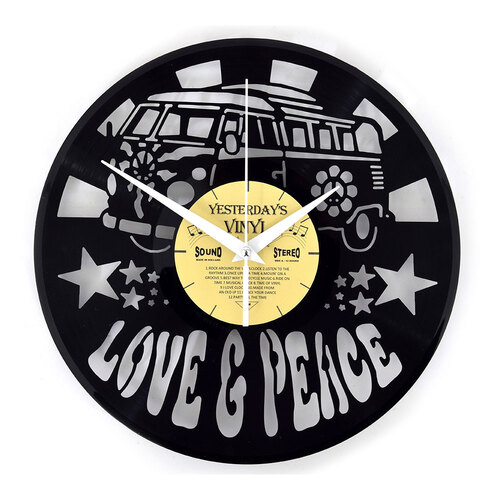 Yesterday’s Vinyl Music Lover Memorabilia Clock Love & Peace