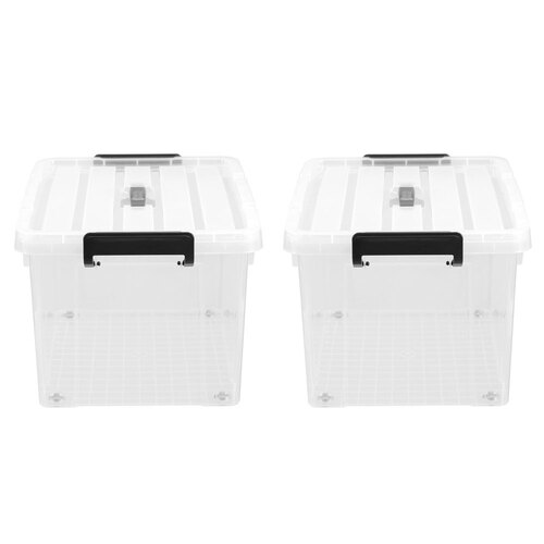 2PK Boxsweden Dura 51cm/43L Carry Box w/ Wheels/Lid - White