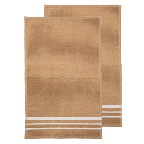 2PK Ladelle Terry Cotton 45x70cm Kitchen Towel - Taupe