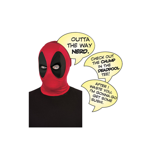 Marvel Mens Superhero Costume Deadpool Deluxe Mask w/ Speech Bubble