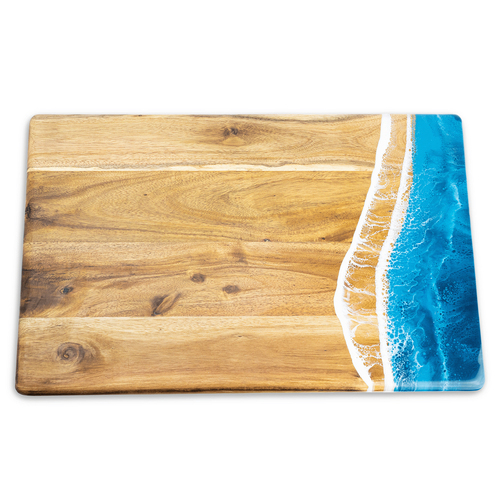 Lynn & Liana Acacia Wood/Resin Bread Board - Ocean Vibes