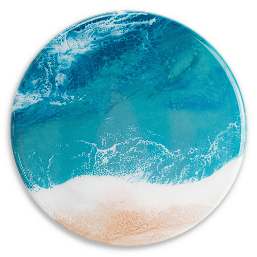 4pc Lynn & Liana Home/Bar Ceramic Resin Coasters - Caribbean Blue