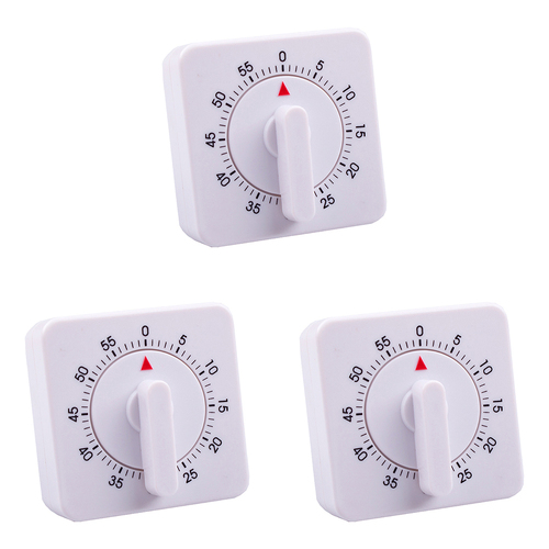 3PK Appetito 60 Minute Timer Square Home Kitchen Cooking White