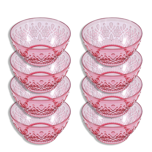 8PK Lemon & Lime Floral Deco 24cm Serving Plastic Bowl - Assorted