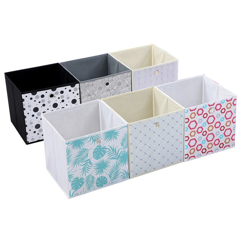 6PK Boxsweden Mode Patterned Foldaway Cube 29x29x29cm Assorted