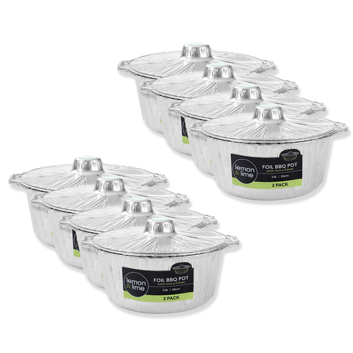 16pc Lemon & Lime 3.8L/29cm Foil BBQ Pot w/ Lid - Silver