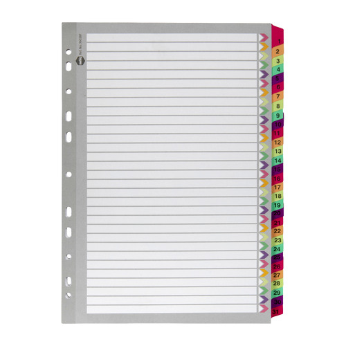 Marbig 1-31 Tab Fluoro A4 Ring Binder Plastic Divider Organiser