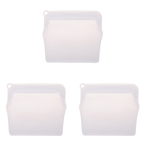 3PK Appetito Silicone Large Food Storage Bag 900ml White