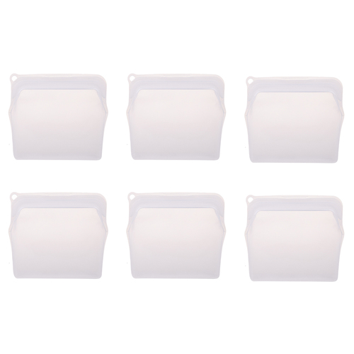 6PK Appetito Silicone Large Food Storage Bag 900ml White