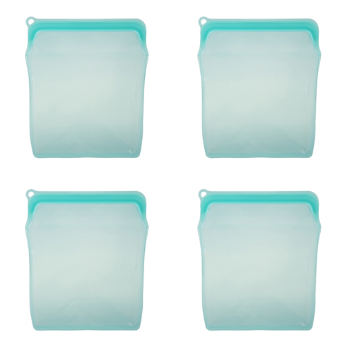 4PK Appetito Silicone Extra Large Food Storage Bag 1960ml Aqua